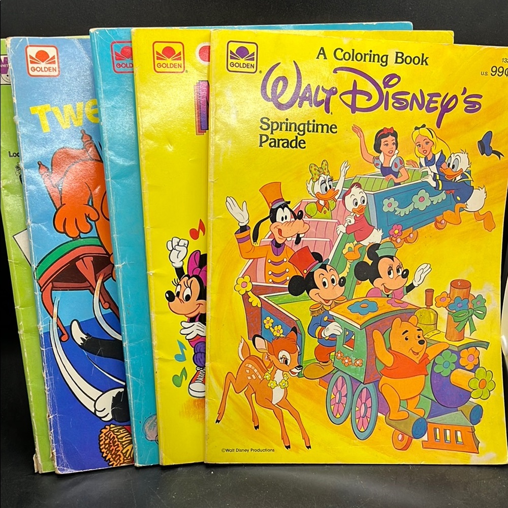 Vintage Disney 1979-1980s Coloring Books set of 5 used